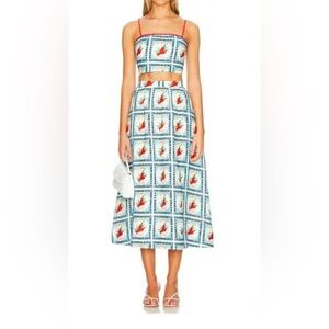 NWT Rhode Two-Piece Linen Skirt And Top Set W/LAL Mirchi Print